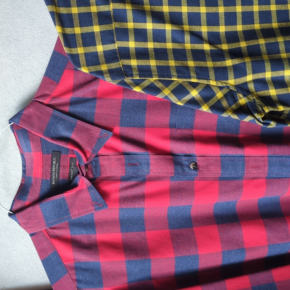 Banana Republic Luxe Flannel XL button down shirts Classic plaid Dressy Casual